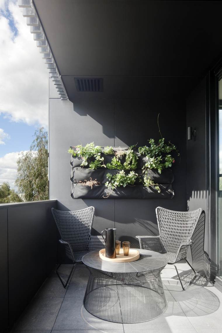 decorar balcon pequeño chill out exteriores diseno gris ideas