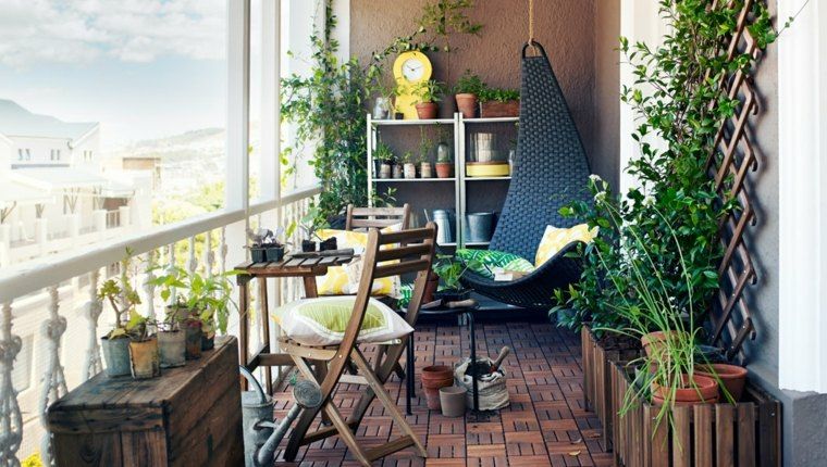 decorar balcon pequeño chill out exteriores silla columpio ideas