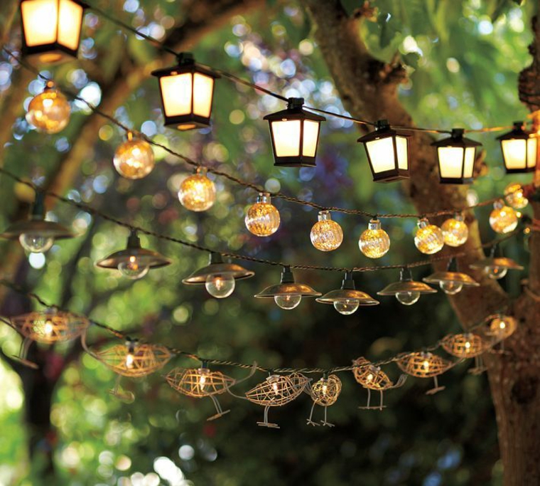 decorar el jardin guirnaldas linternas 