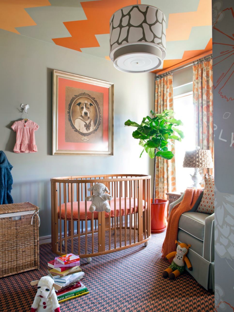 diversidad de plantas en habitacion dormitorios bebe naranja acentos plantas