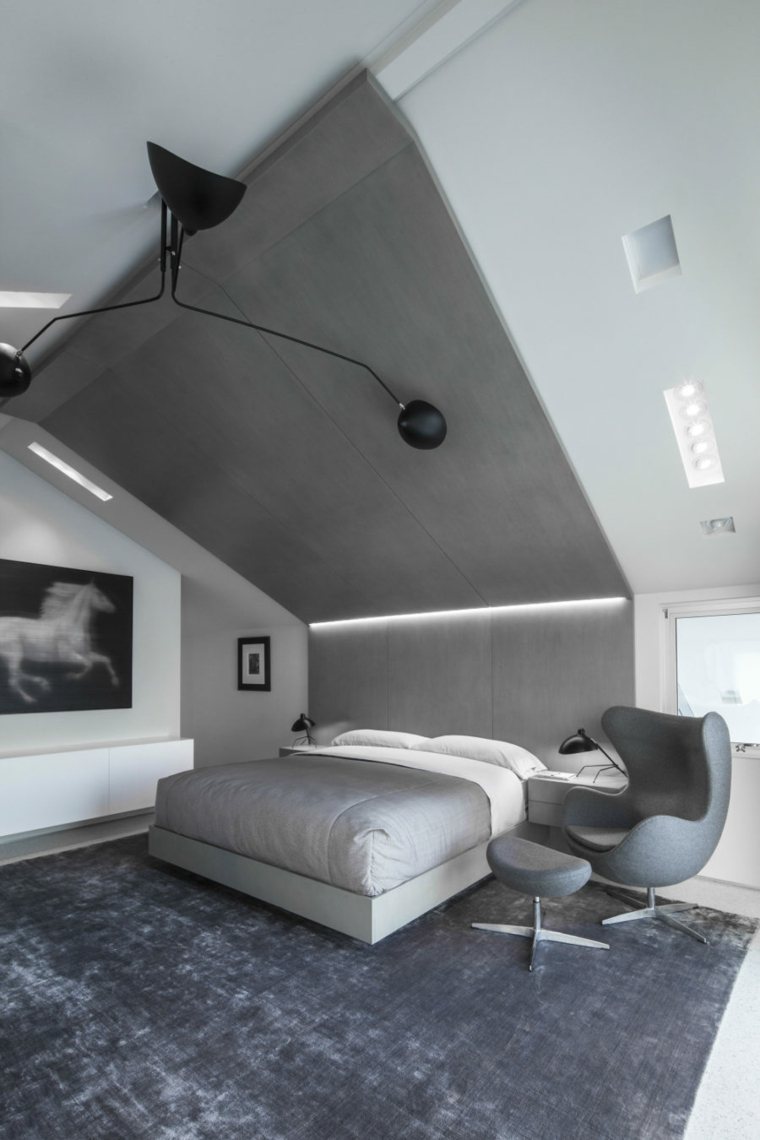 dormitorios diseño gris led techo sillones