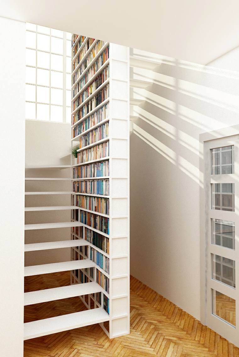 escaleras de interior diseno pared libros Design+Weld ideas