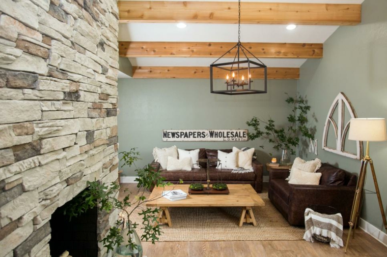 madera rocas pared acento blanco