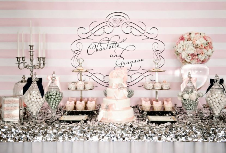 mesas de dulces para bodas listones mesas de dulces para bodas plateados opciones candelabros