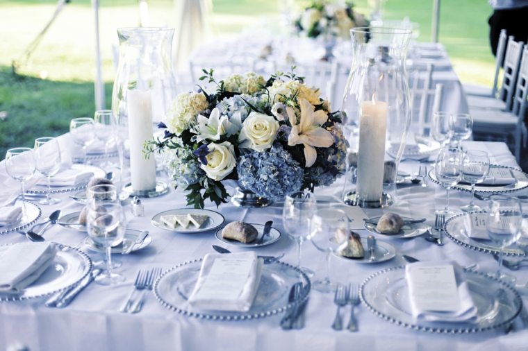 mantel y flores de color blanco mesas dulces bodas diseno mantel original moderno ideas
