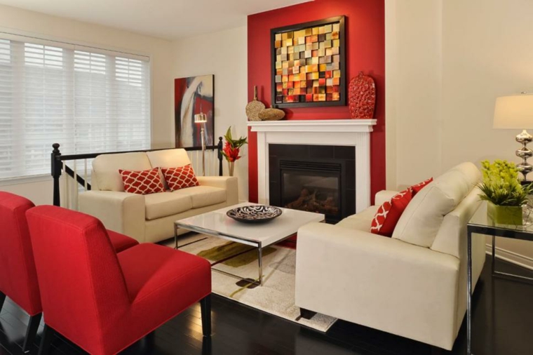neutral chimeneas rojo muebles acentos