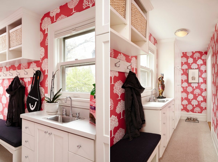 papel de pared rojo con arbolitos papel pared rojo con arbolitos