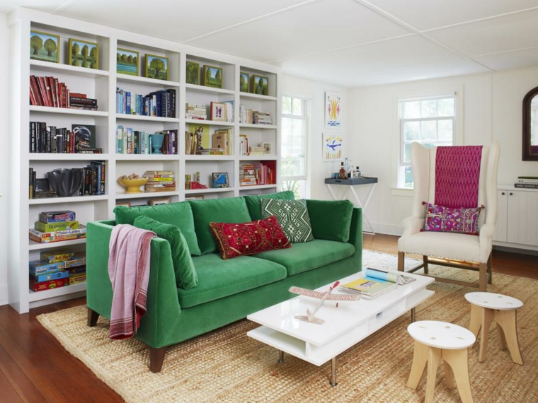 sala estar sofá verde