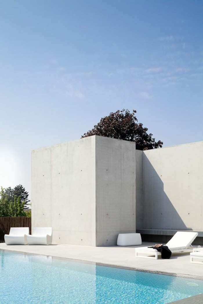 terraza diseño minimalista piscina patio intimo
