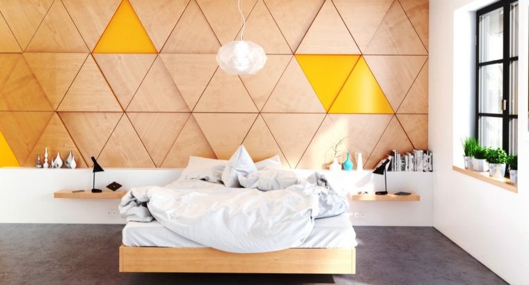 pared cabecero paneles madera