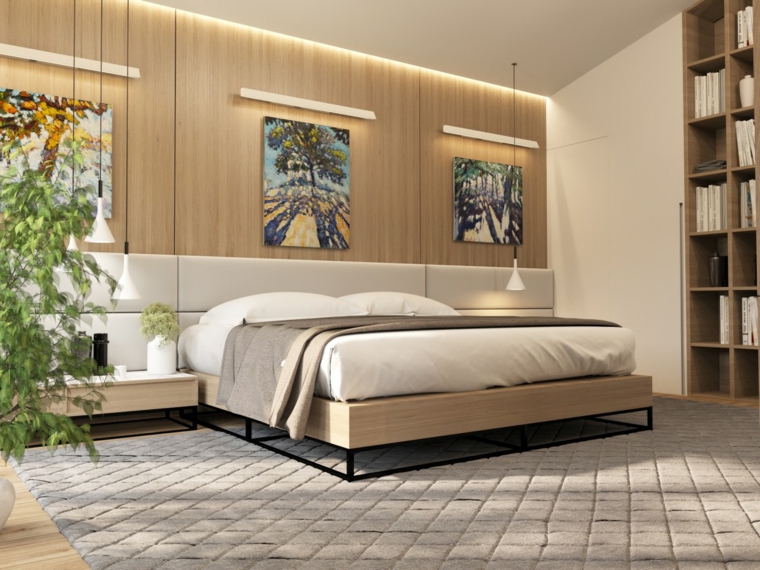 habitación cabecero madera
