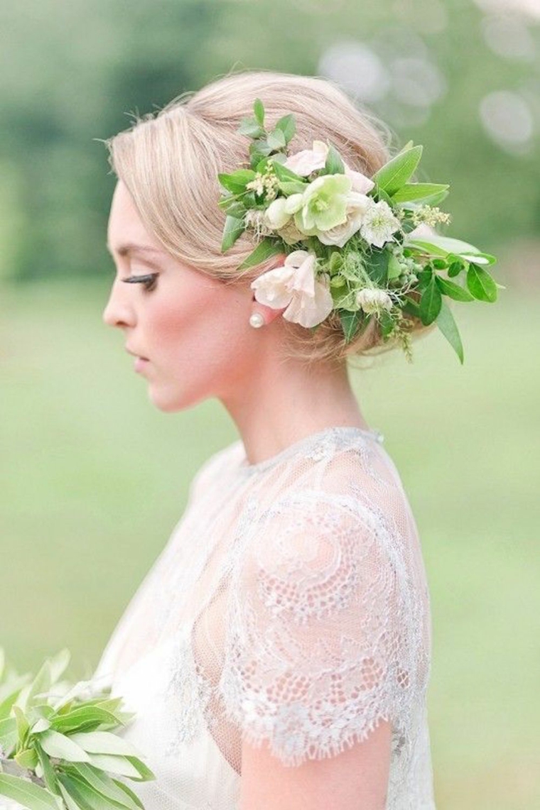 boda peinado hojas flores blancas opciones ideas