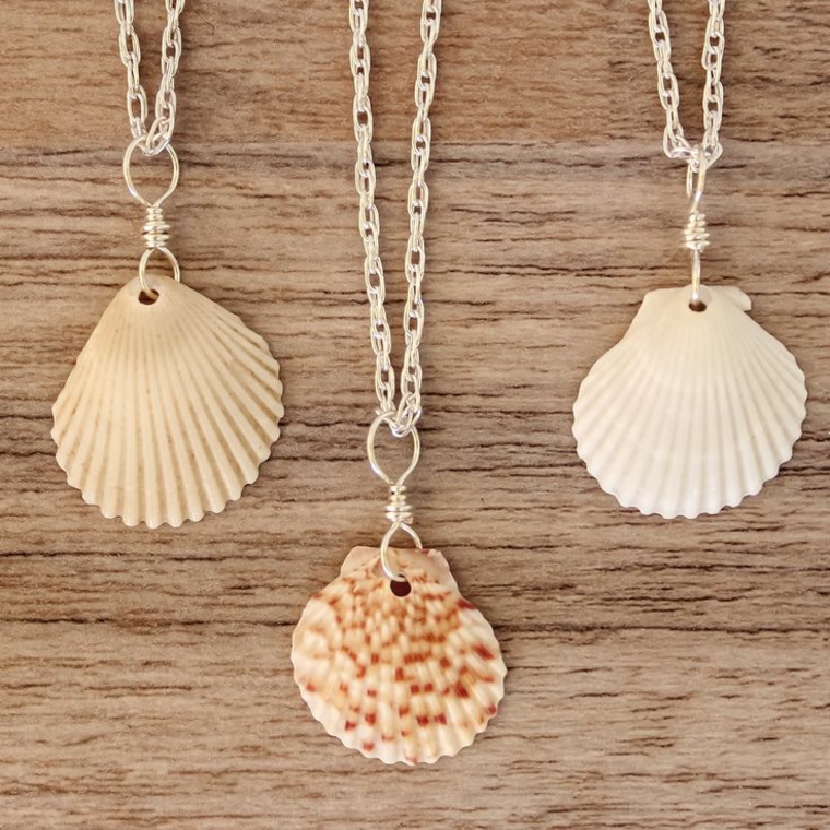 colgantes conchas marinas