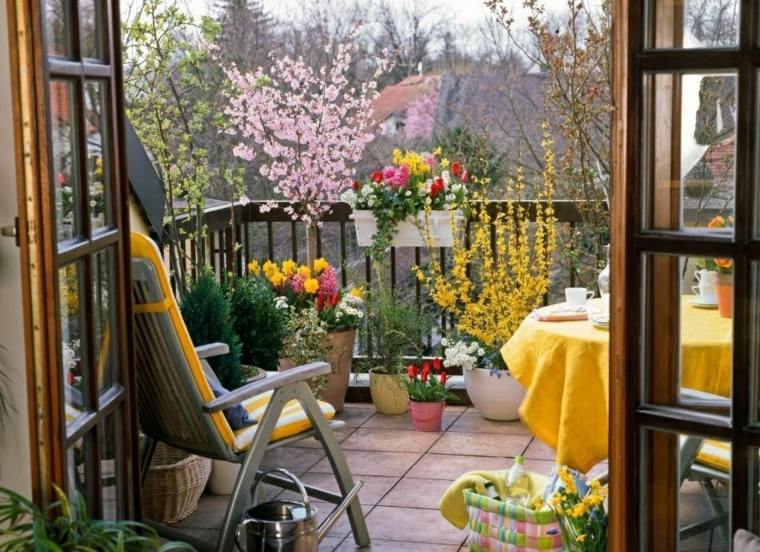 decorar balcones pequeños flores bellas ideas