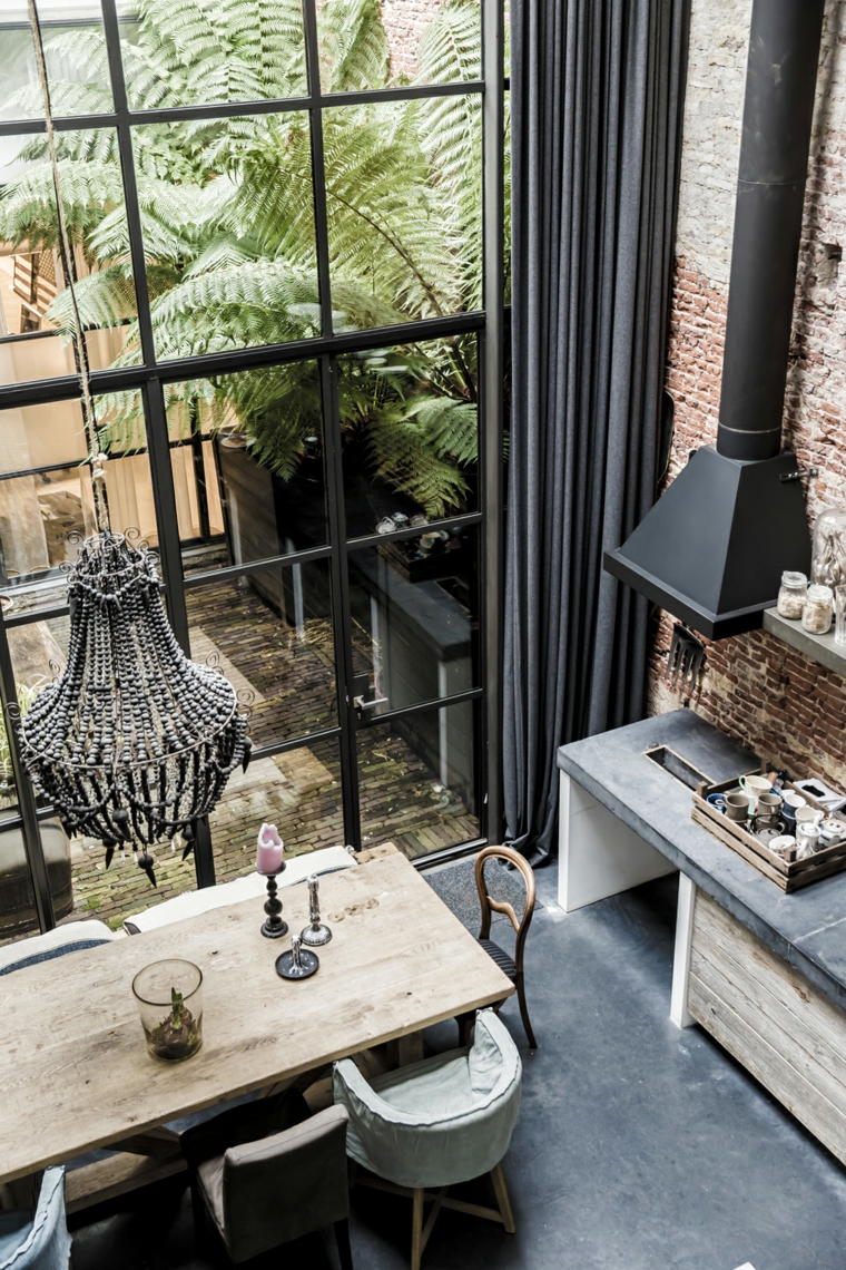 disenos de cocinas estilo industrial espacios compartidos comedor ideas