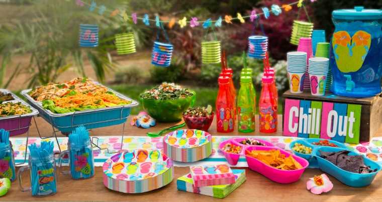 verano fiesta con diversos detalles coloridos divertida verano fiesta mesa especiales coloridas