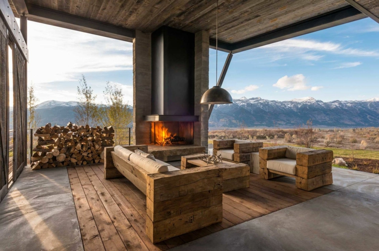 ideas para decorar jardin chimenea exterior residencias lujosas moderno
