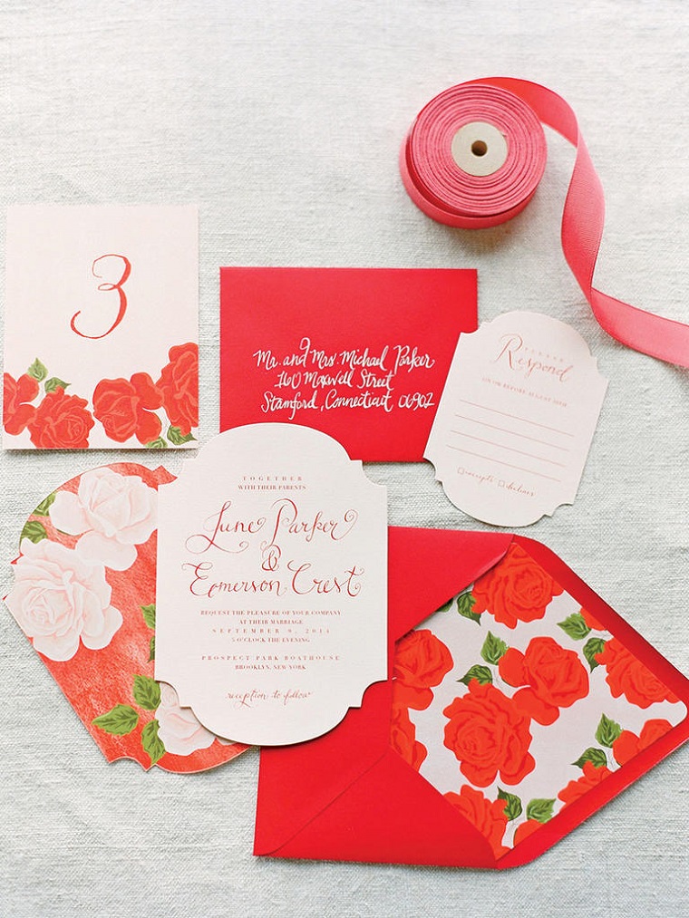 invitaciones de boda originales diseno estampa rosas ideas