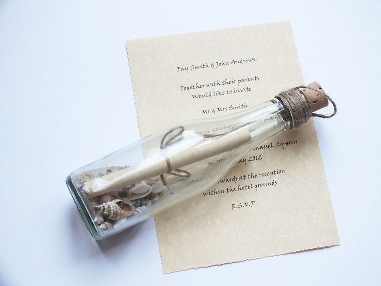 invitaciones de boda originales mensaje en botella ideas