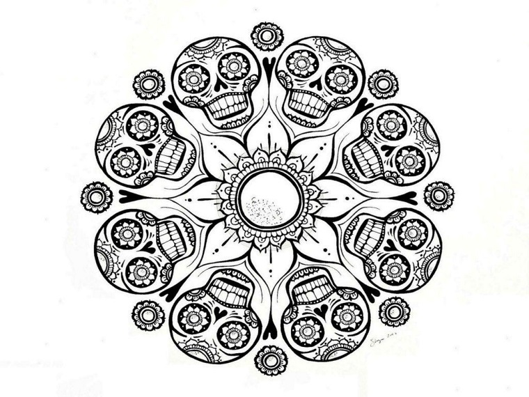 Mandala con calaveras Catrina Mandala calaveras Catrina