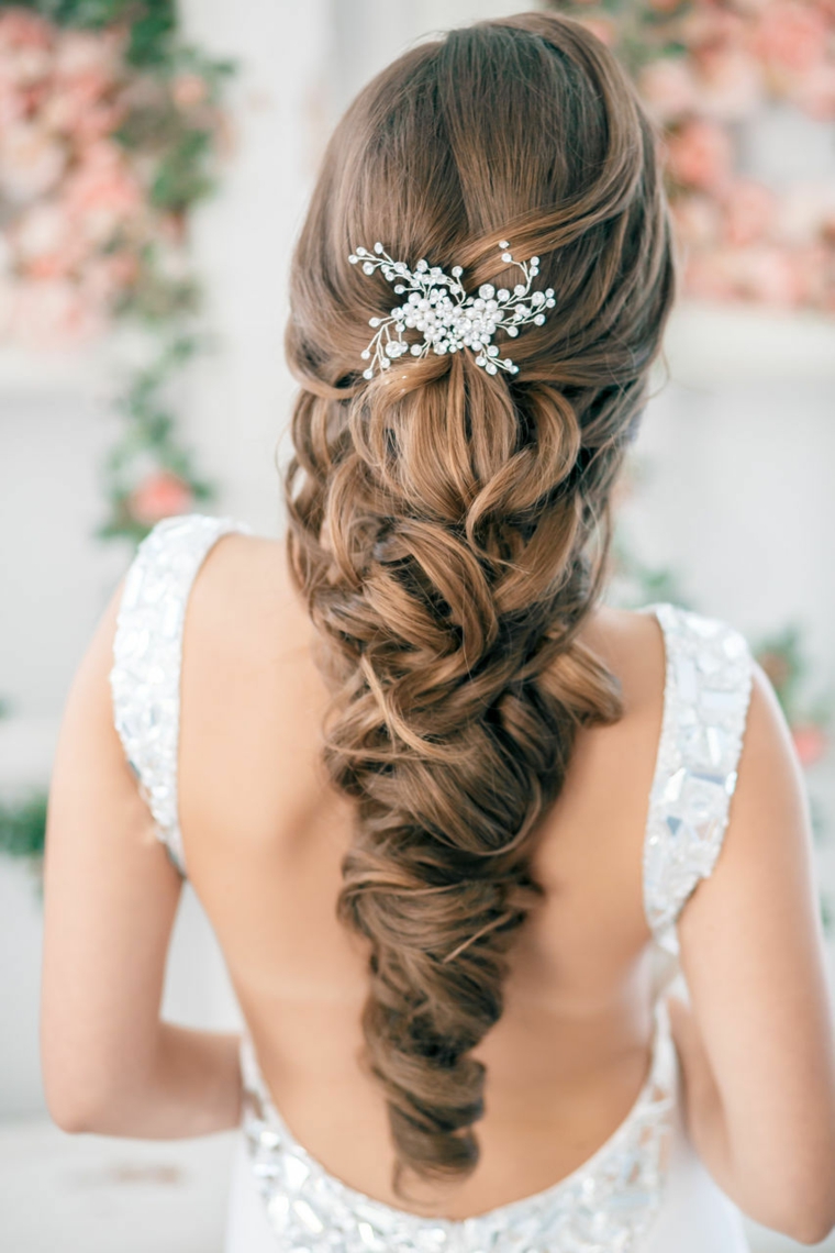peinados boda elegante pelo largo joya ideas