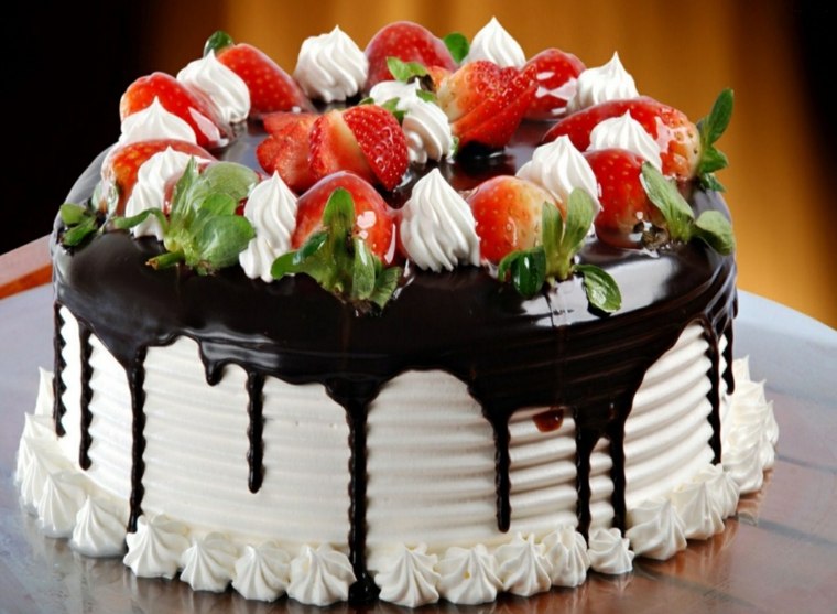 tartas de cumpleaños frutas natural simple chocolate