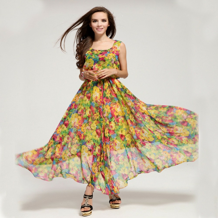 vestido patrones florales estilo chic primaveral