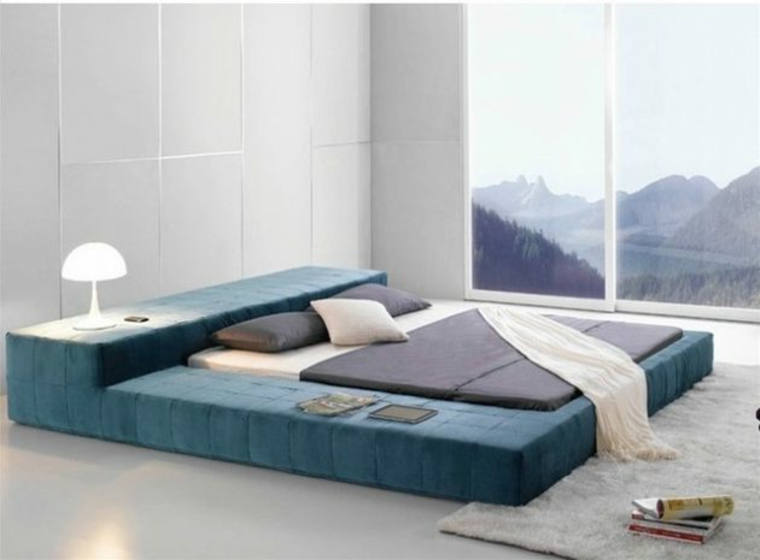 camas ideas Velvet Platform azul vistas
