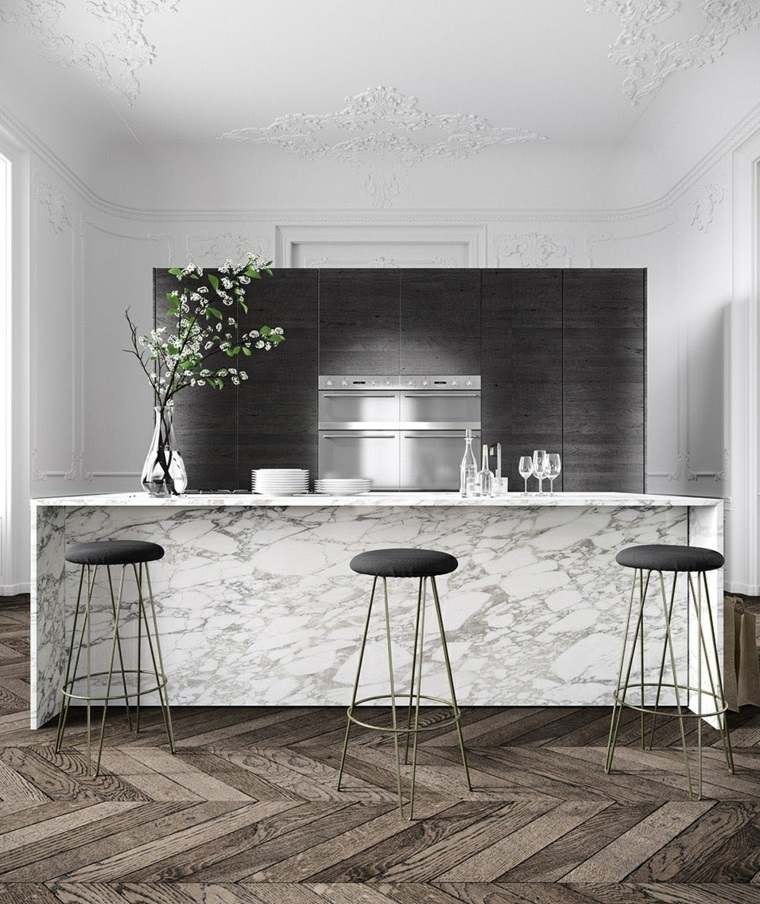 cocina contemporanea isla marmol estilo diseno ideas