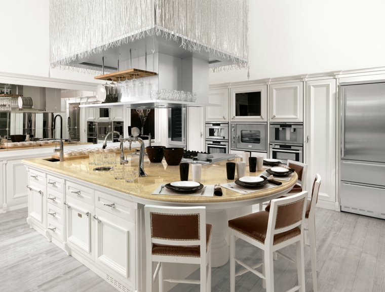 cocina con isla con forma muy original cocina marmol diseno original opciones