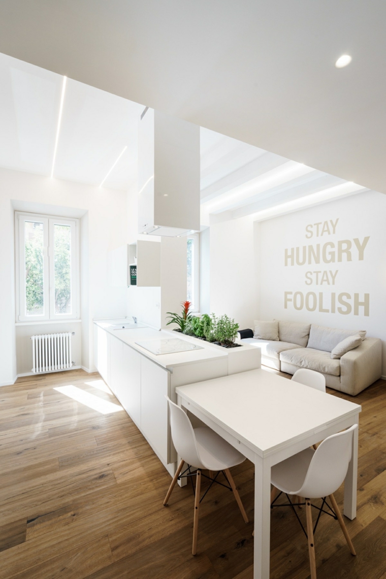cocinas blancas diseño impresionantes muebles materiales