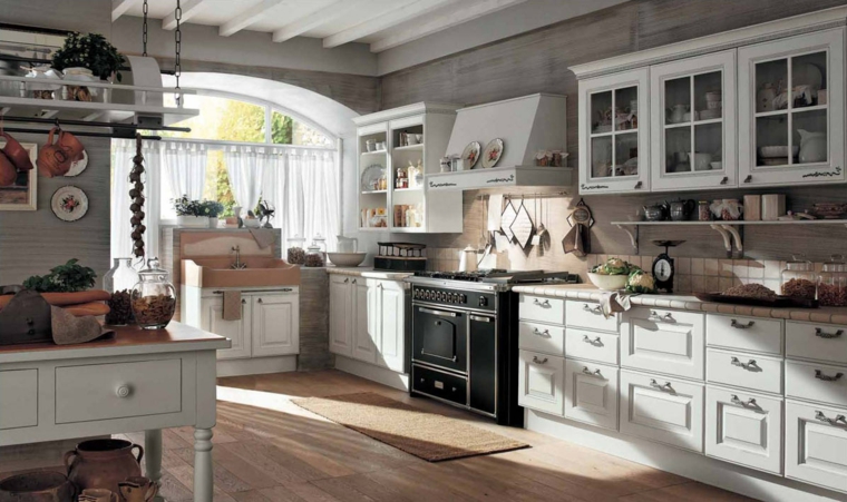 una cocina original cocinas blancas modernas suelo madera diseno estilo clasico ideas