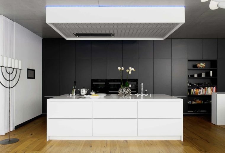 cocinas con peninsula muebles blanco negro ideas