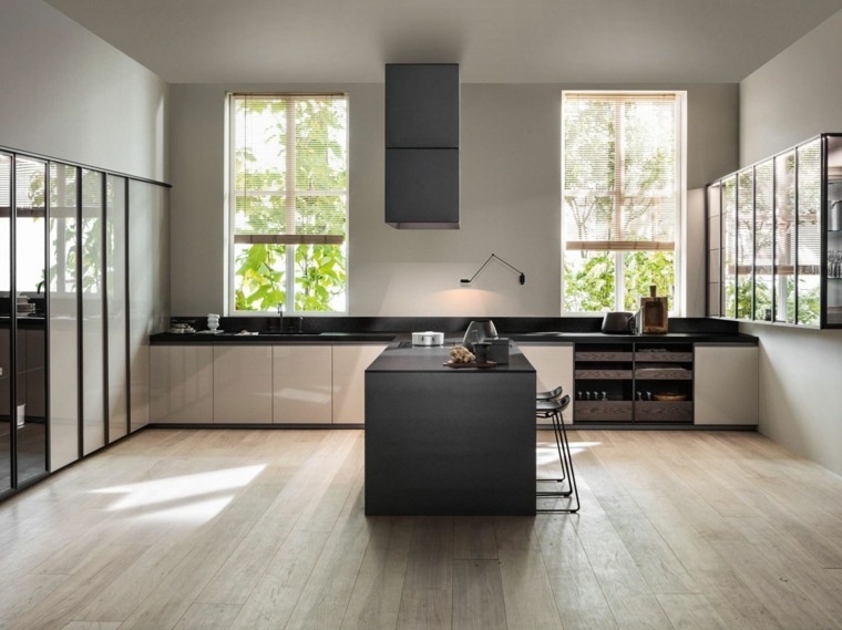 cocina amplia con isla diseñar cocinas detalles negros DADA Vincent van Duysen ideas