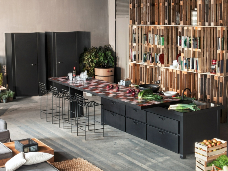 cocina con isla multifuncional disenar cocinas detalles negros coleccion Mina Minacciolo ideas