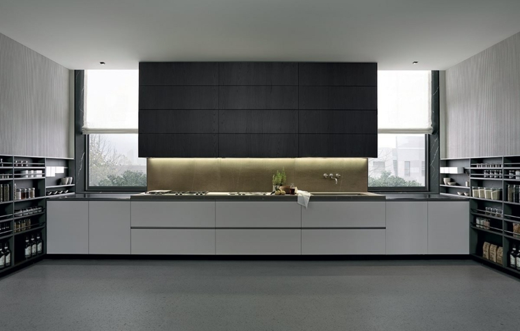 diseño elegante en blanco y negro diseno elegante Varenna Poliform cocina blanco negro ideas