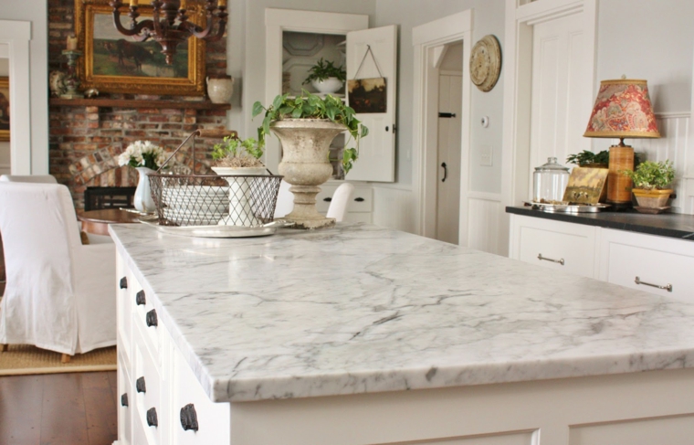 un diseño de plano abierto encimeras cocina diseno estilo Carrara Marble ideas