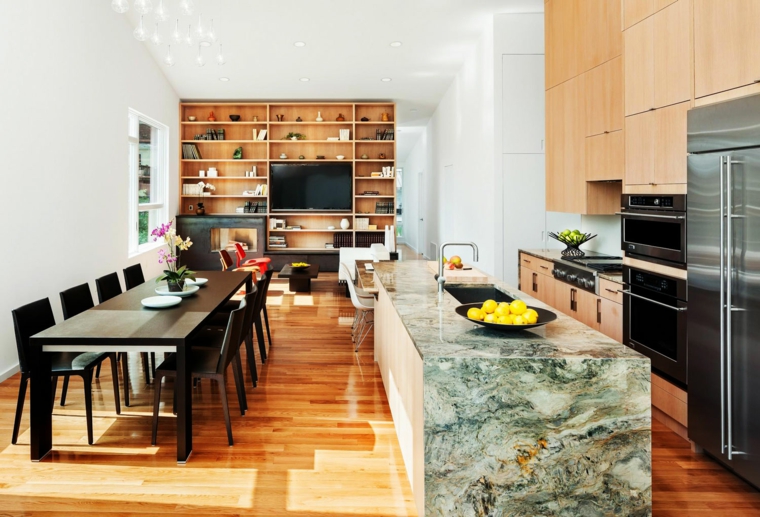 cocina y comedor en uno encimeras de cocina mármol Howeler Yoon Architecture ideas