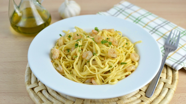 espaguetis con gambas