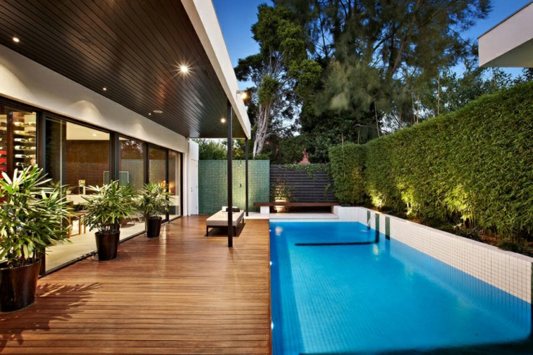 estilo con jardinera lateral privacidad con plantas jardines-piscinas-jardinera-lateral-privacidad-bambu-ideas
