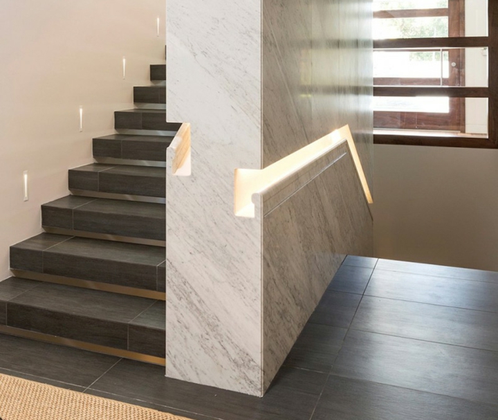 ideas para conceptos modernso con luces marmol moderno estable conceptos pasamanos lineas