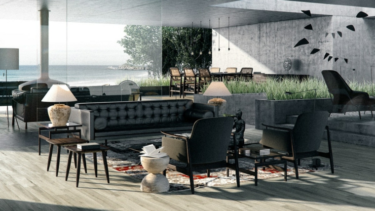vistas playa moderno interiores decoraciones negro contemporaneo vistas playa moderno interiores