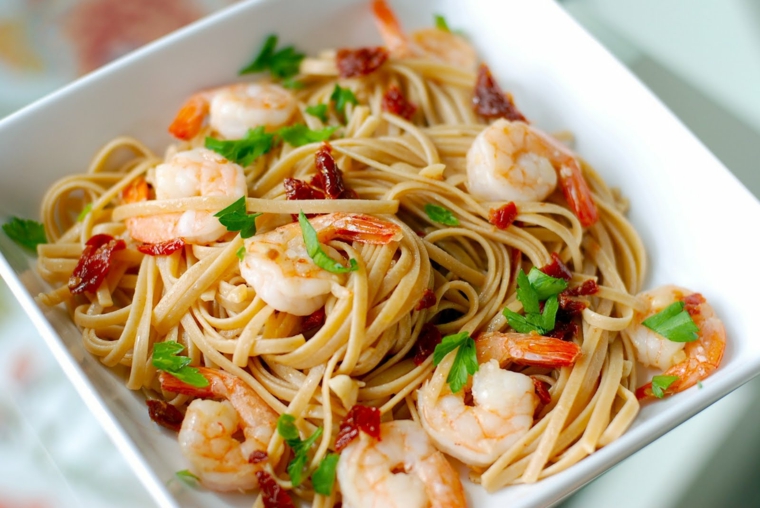 receta de espaguetis con gambas