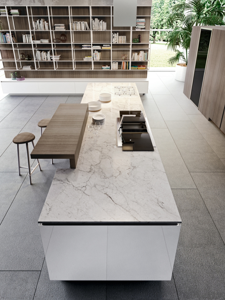 isla contemporánea en la cocina snaidero encimera marmol diseno estilo moderno ideas
