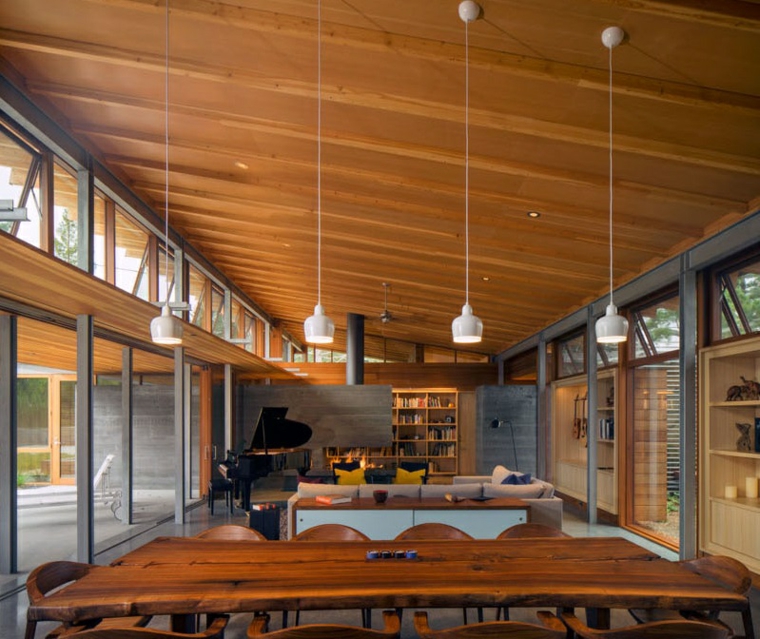 casa estilo colgantes-lamparas-blancas-circulares-salas