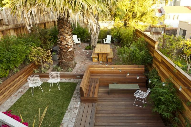diseño de exteriores-jardines-pequenos-varias-zonas-relax