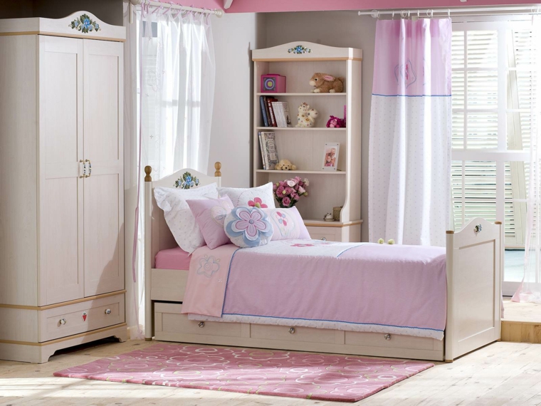habitaciones infantiles para niñas-blanco-rosa-blanco