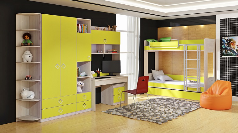 habitaciones infantiles para niñas-color-lima-diseno-moderno