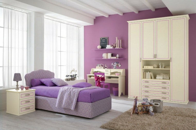 habitaciones infantiles para niñas-colores-claros-diseno-moderno