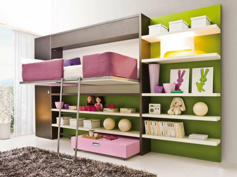 habitaciones infantiles pequeñas-cama-flotante-diseno